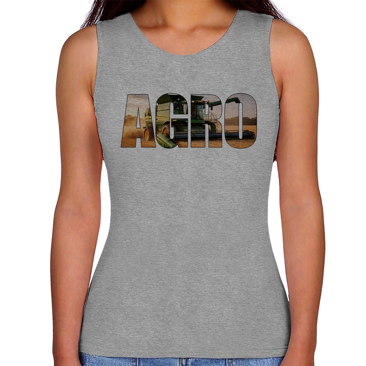 Regata Feminina Agro Colheitadeira Rural - Cinza