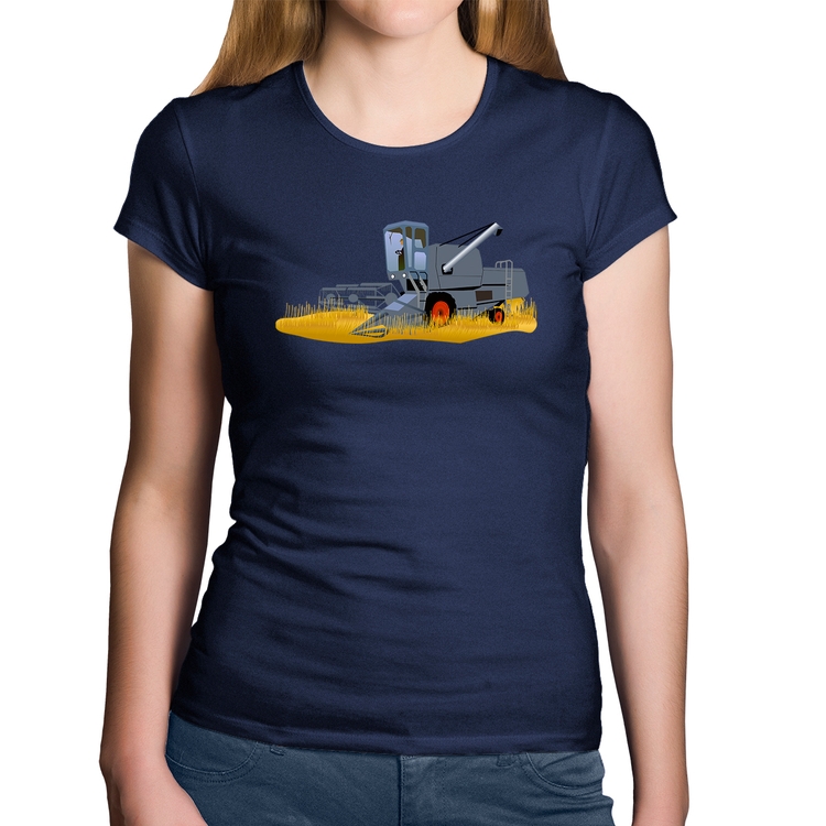 Baby Look Algodão Colheitadeira - Marinho