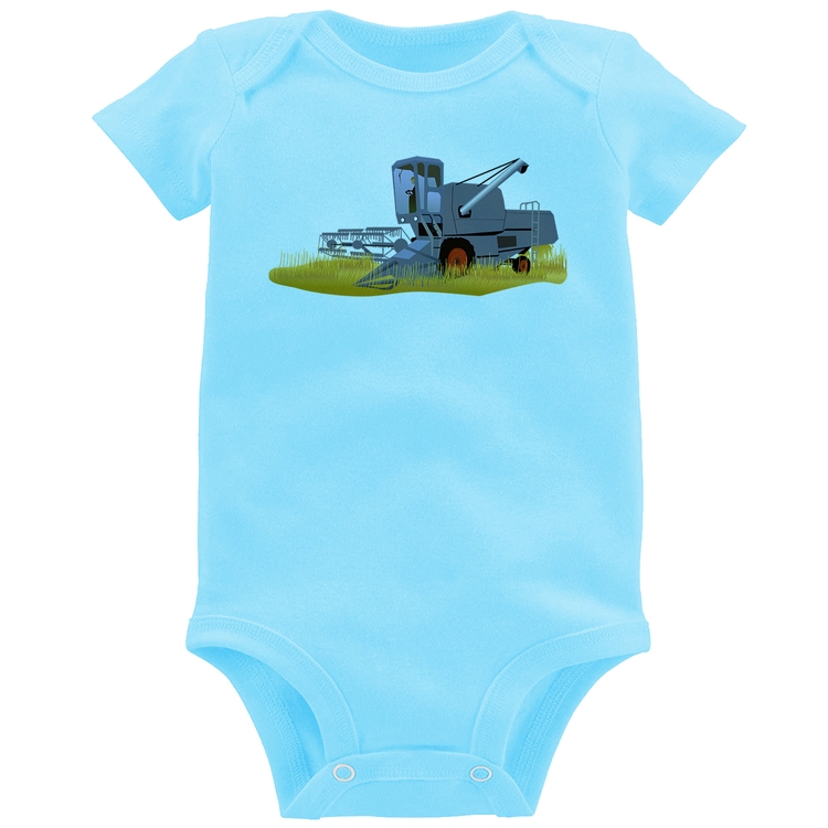 Body Bebê Colheitadeira - Azul Bebê