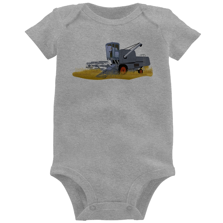 Body Bebê Colheitadeira - Cinza