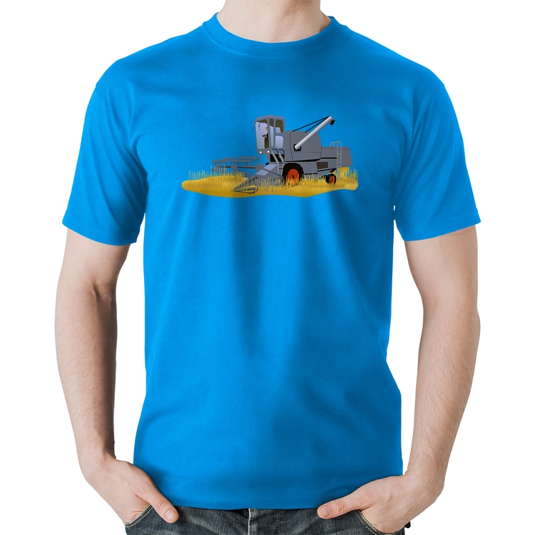 Camiseta Algodão Colheitadeira - Azul