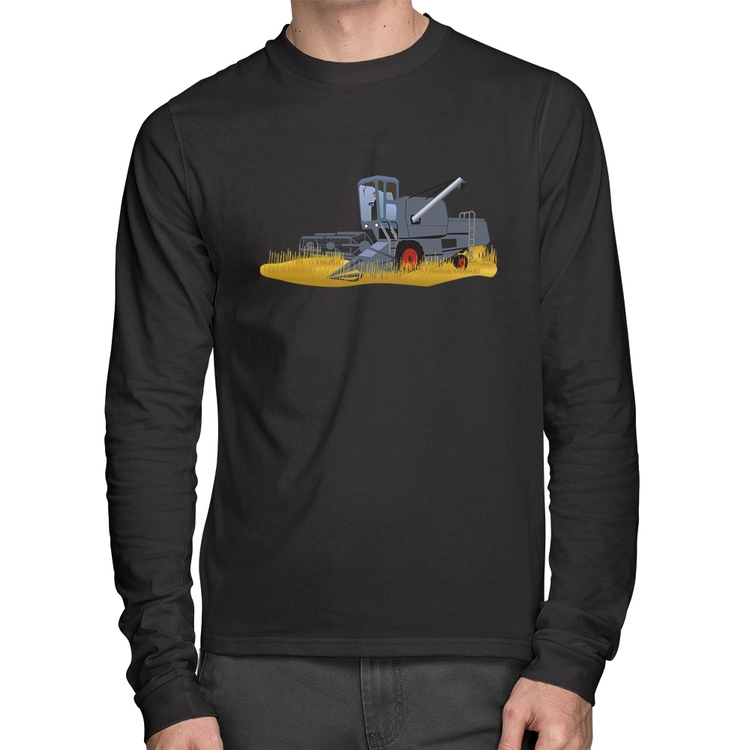 Camiseta Algodão Colheitadeira Manga Longa