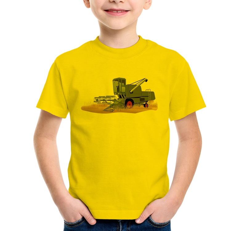 Camiseta Infantil Colheitadeira - Amarela