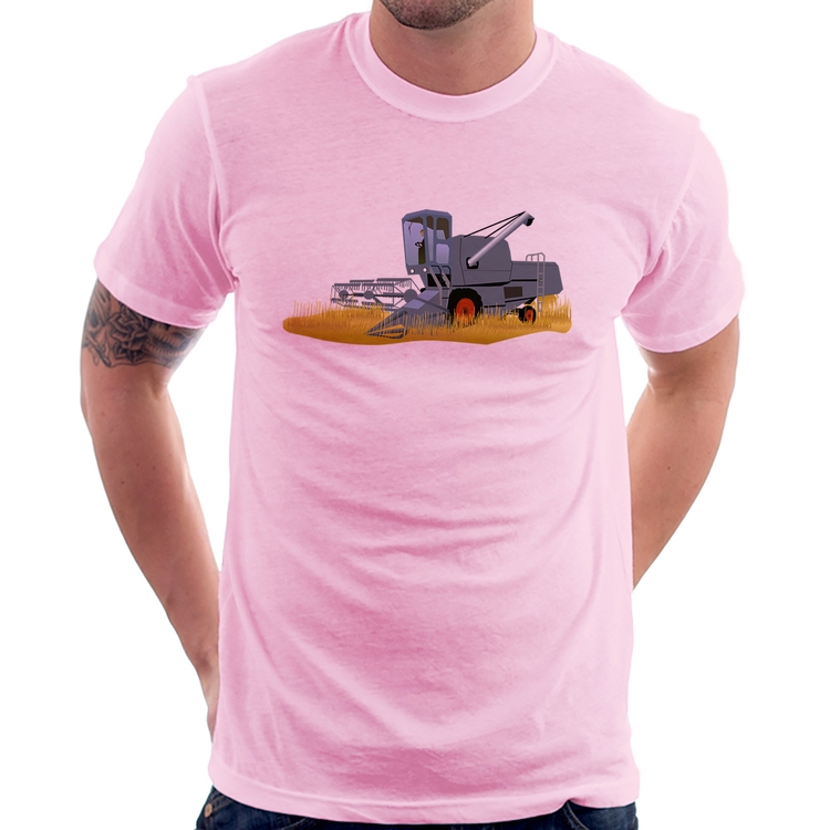 Camiseta Colheitadeira - Rosa Bebê