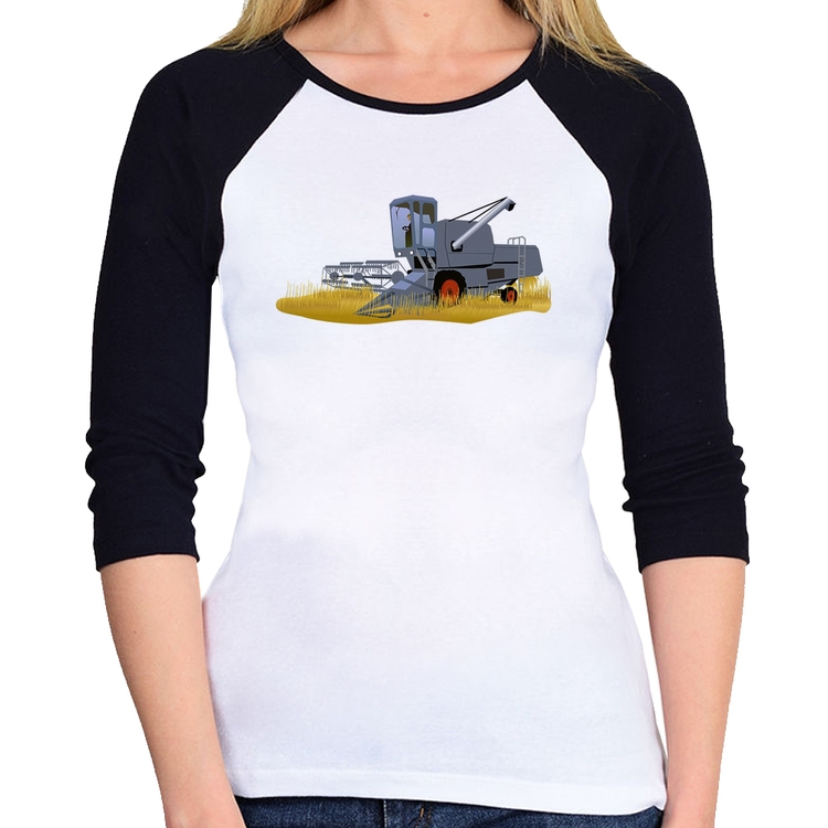 Baby Look Raglan Colheitadeira Manga 3/4