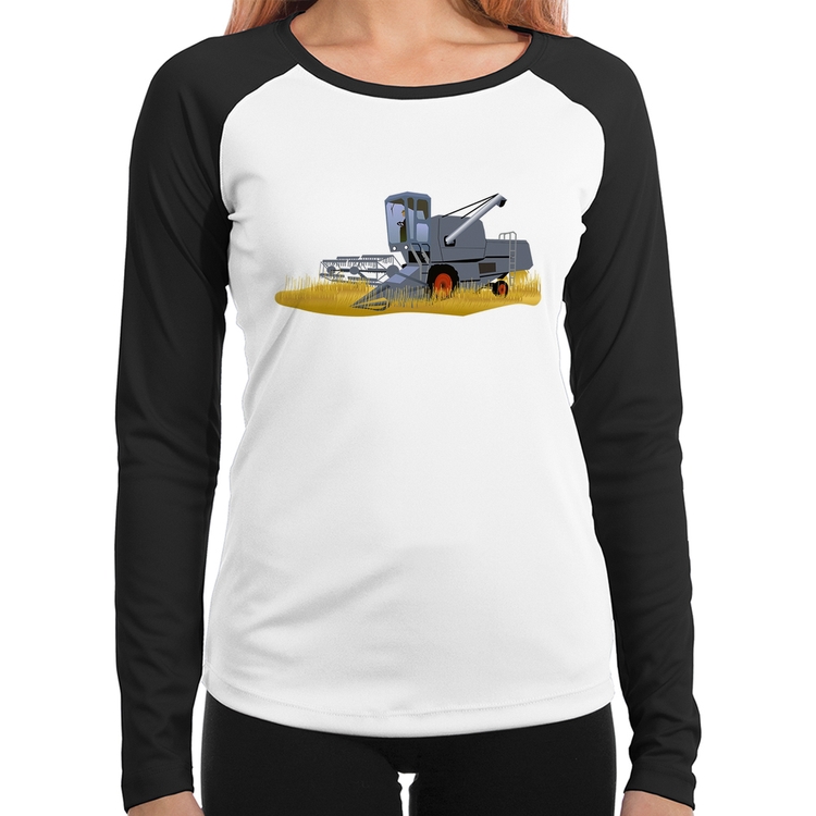 Baby Look Raglan Colheitadeira Manga Longa