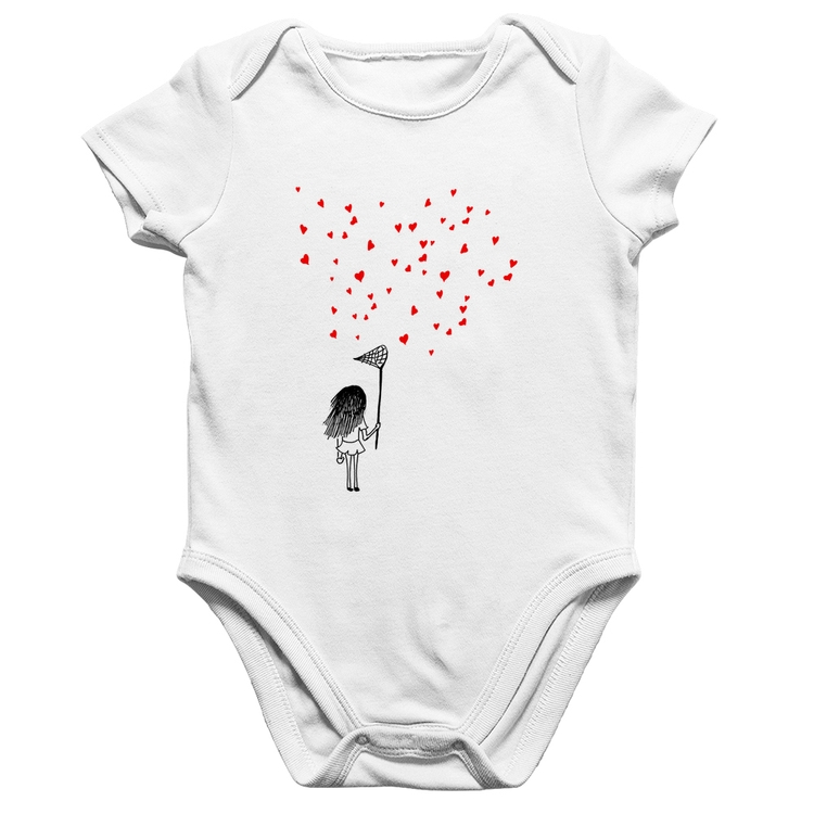 Body Bebê Algodão Collect Hearts - Branco