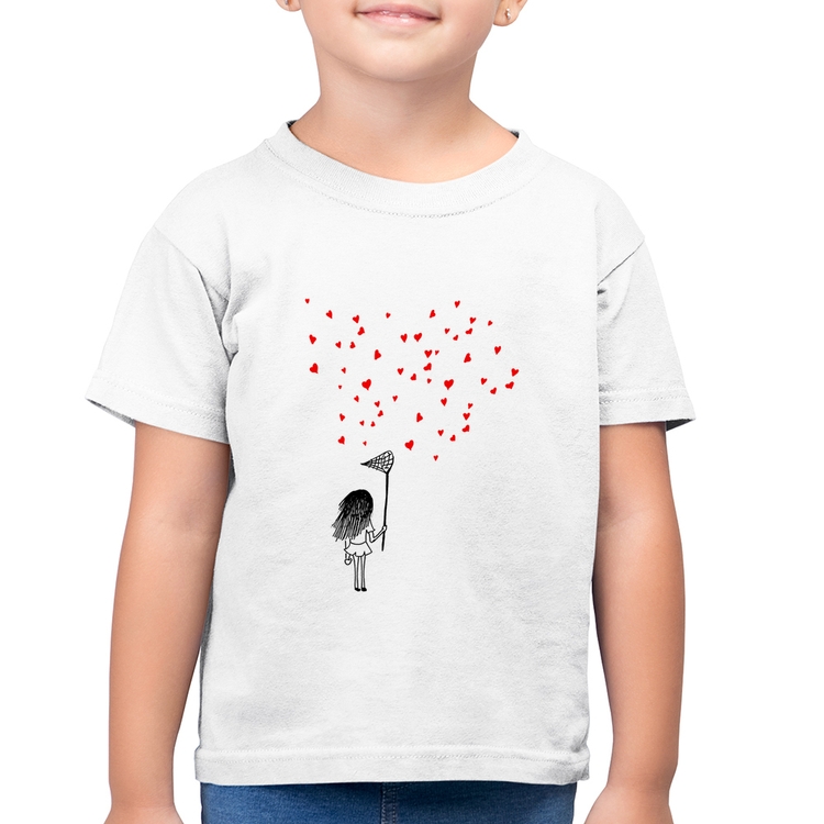 Camiseta Algodão Infantil Collect Hearts - Branca