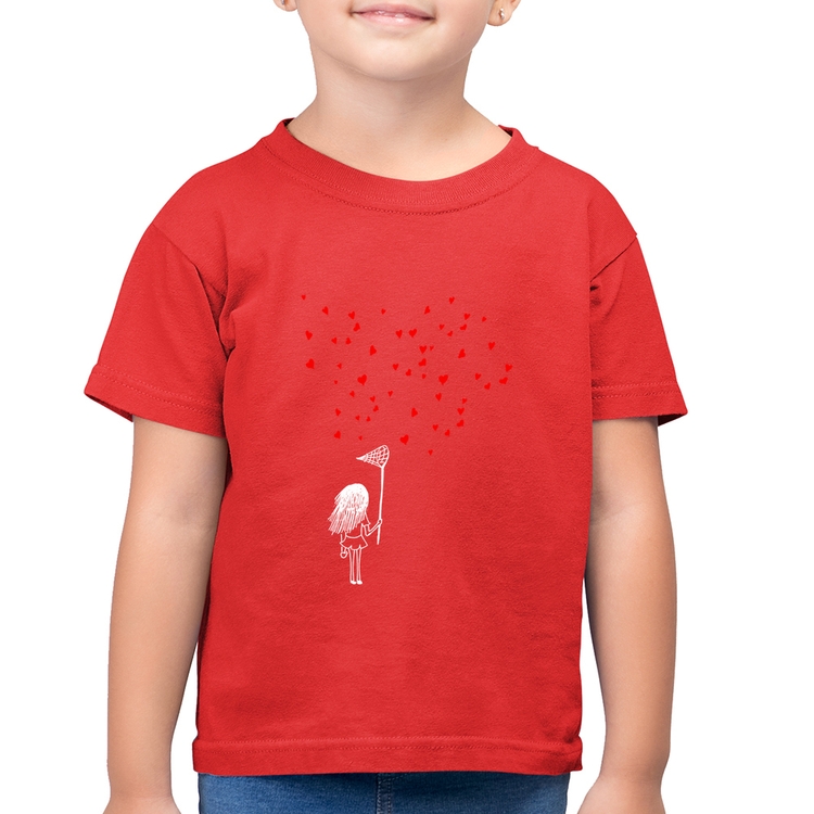 Camiseta Algodão Infantil Collect Hearts - Vermelha