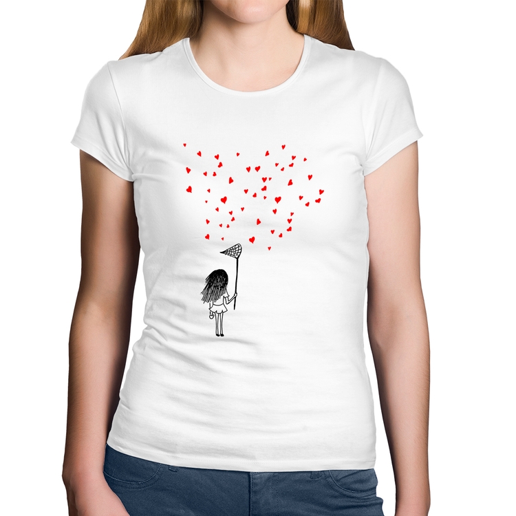 Baby Look Algodão Collect Hearts - Branca