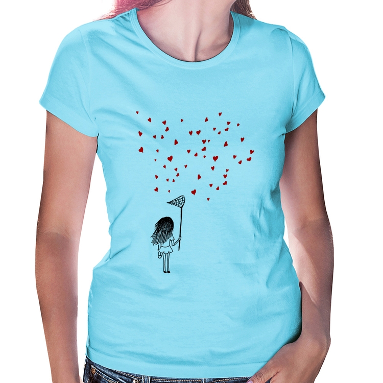 Baby Look Collect Hearts - Azul Bebê