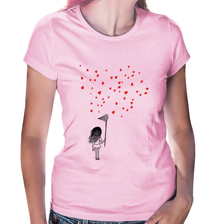 Baby Look Collect Hearts - Rosa Bebê