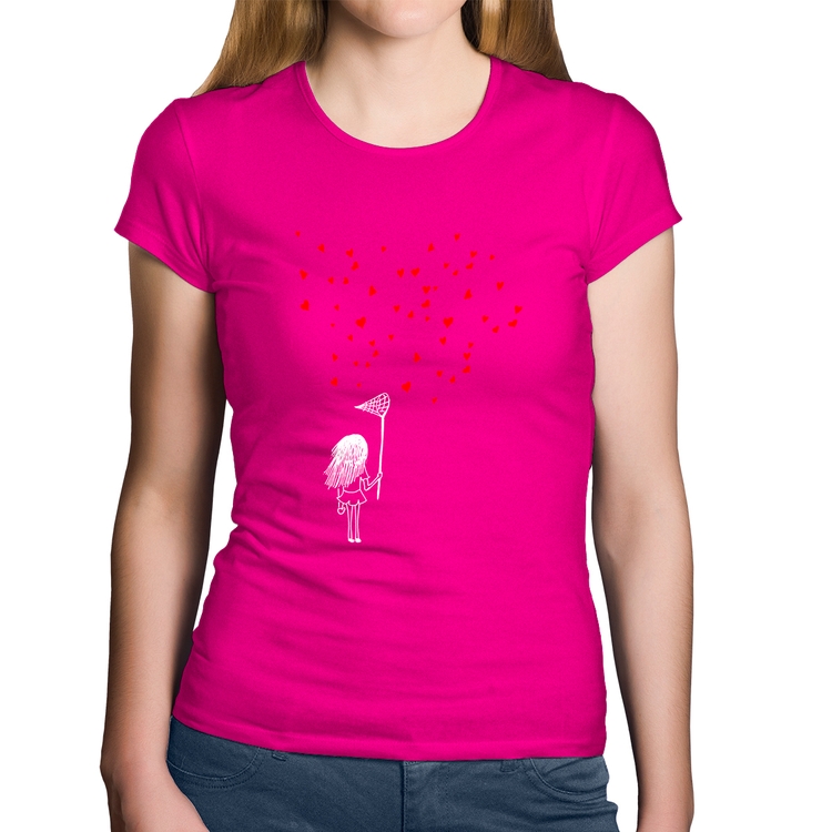 Baby Look Algodão Collect Hearts - Rosa