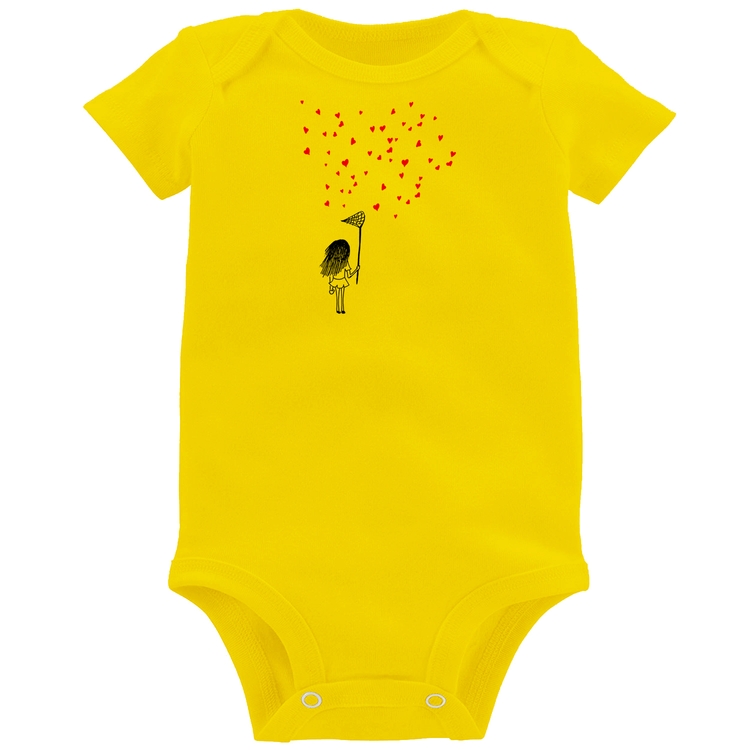 Body Bebê Collect Hearts - Amarelo