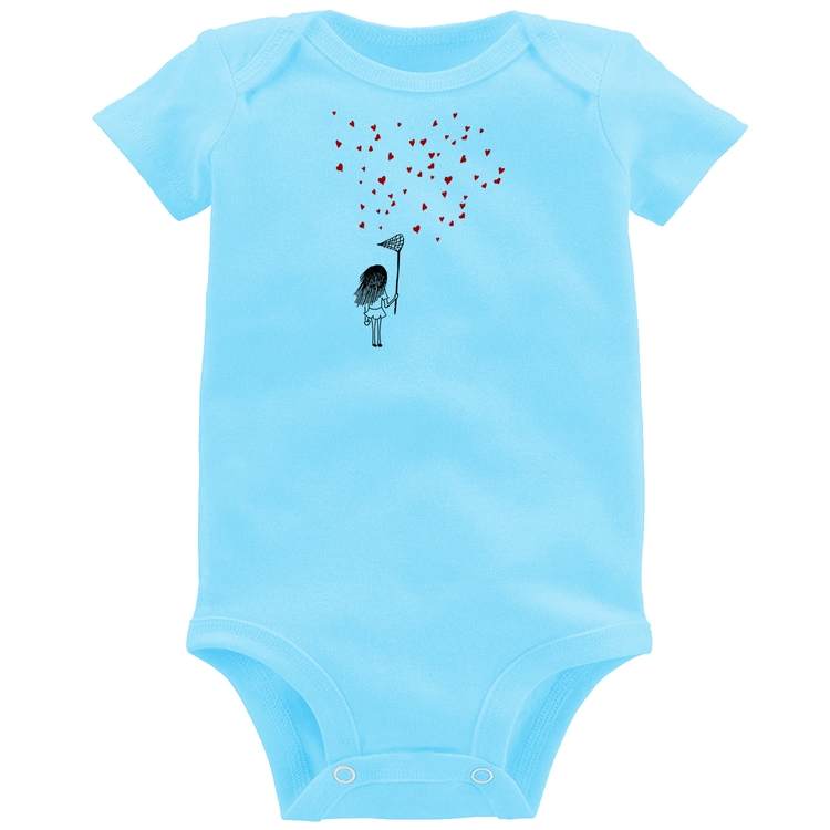 Body Bebê Collect Hearts - Azul Bebê