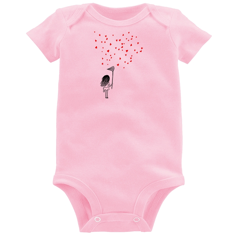 Body Bebê Collect Hearts - Rosa Bebê