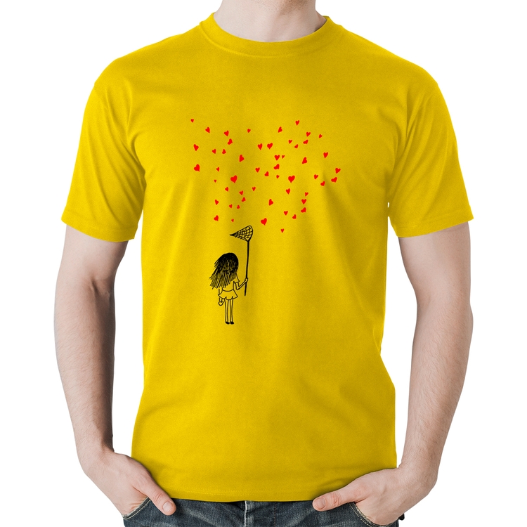 Camiseta Algodão Collect Hearts - Amarela
