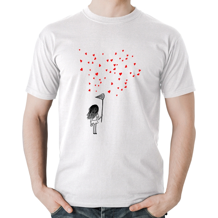 Camiseta Algodão Collect Hearts - Branca