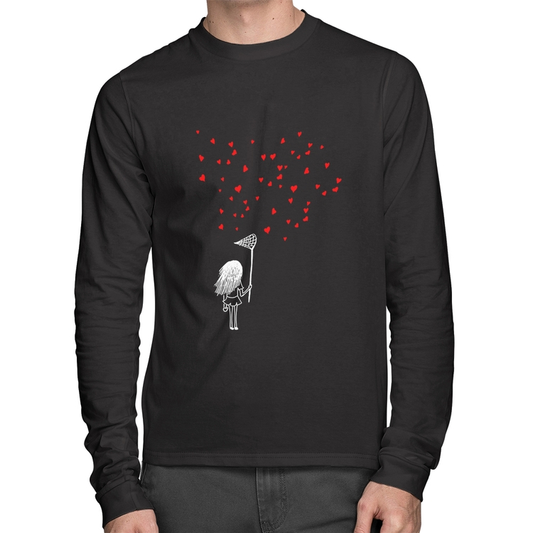 Camiseta Algodão Collect Hearts Manga Longa