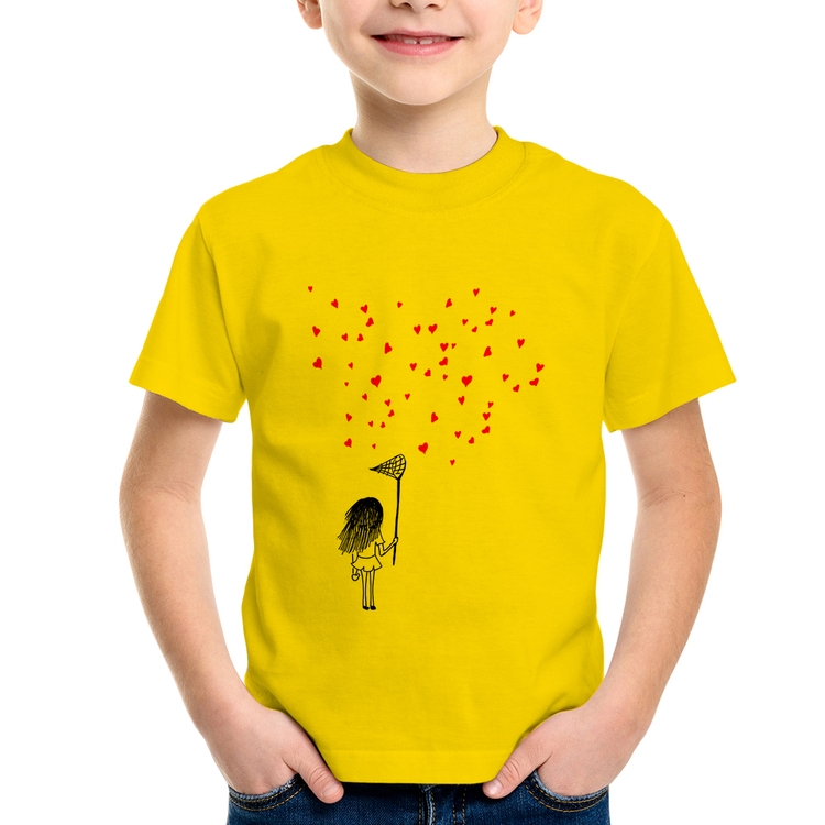 Camiseta Infantil Collect Hearts - Amarela