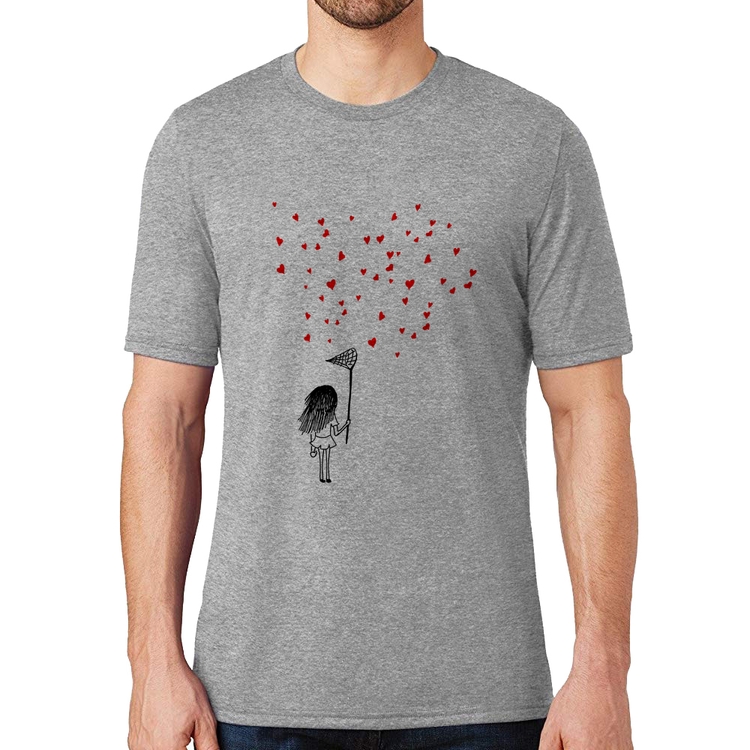 Camiseta Collect Hearts - Cinza