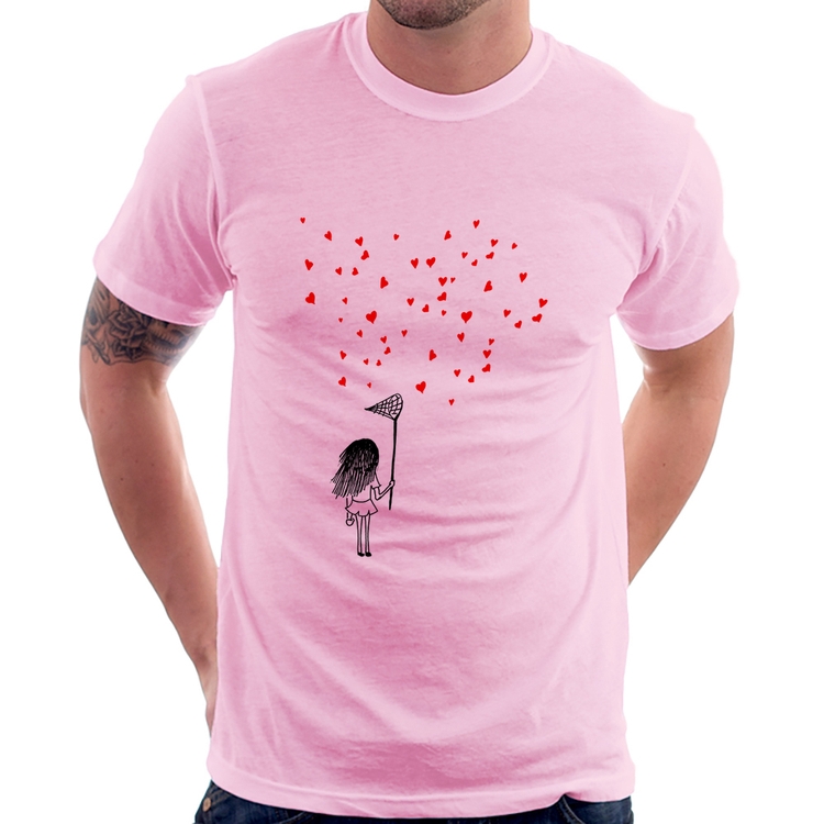 Camiseta Collect Hearts - Rosa Bebê