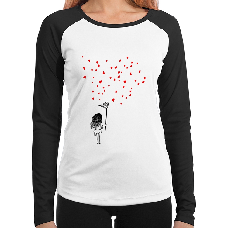 Baby Look Raglan Collect Hearts Manga Longa