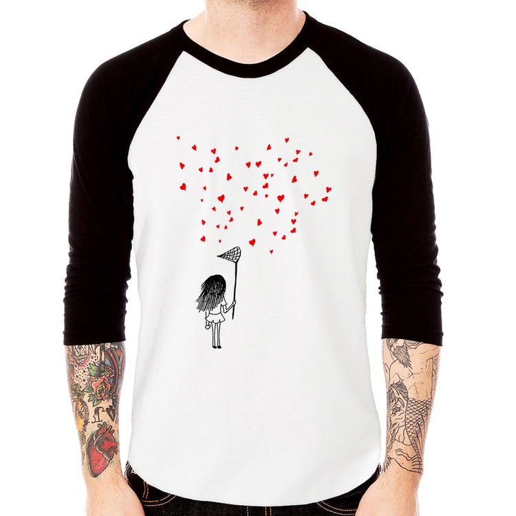 Camiseta Raglan Collect Hearts Manga 3/4