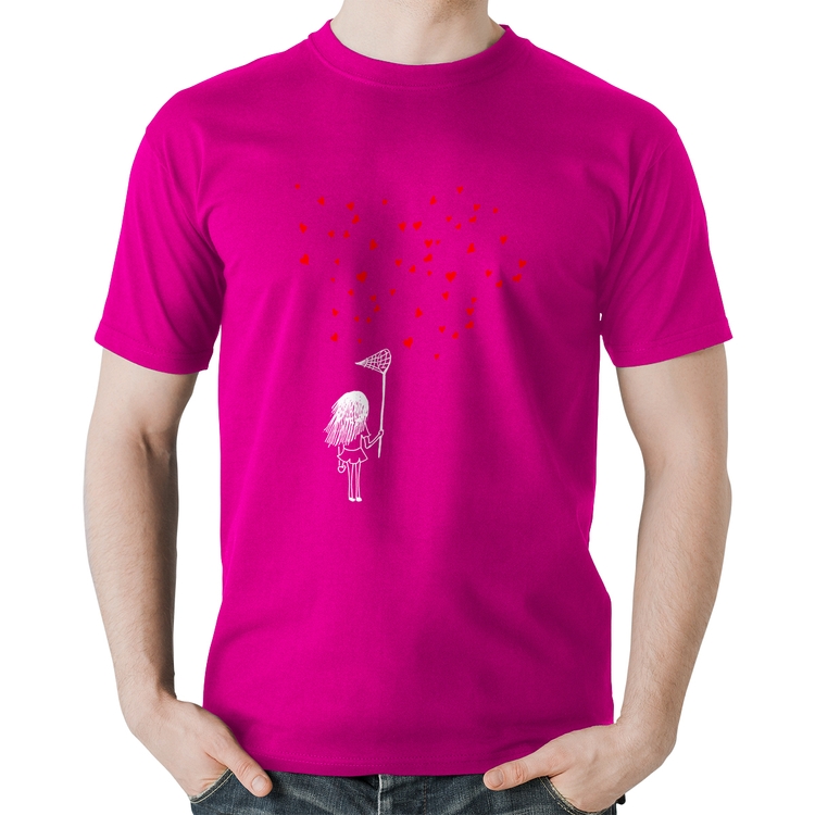 Camiseta Algodão Collect Hearts - Rosa