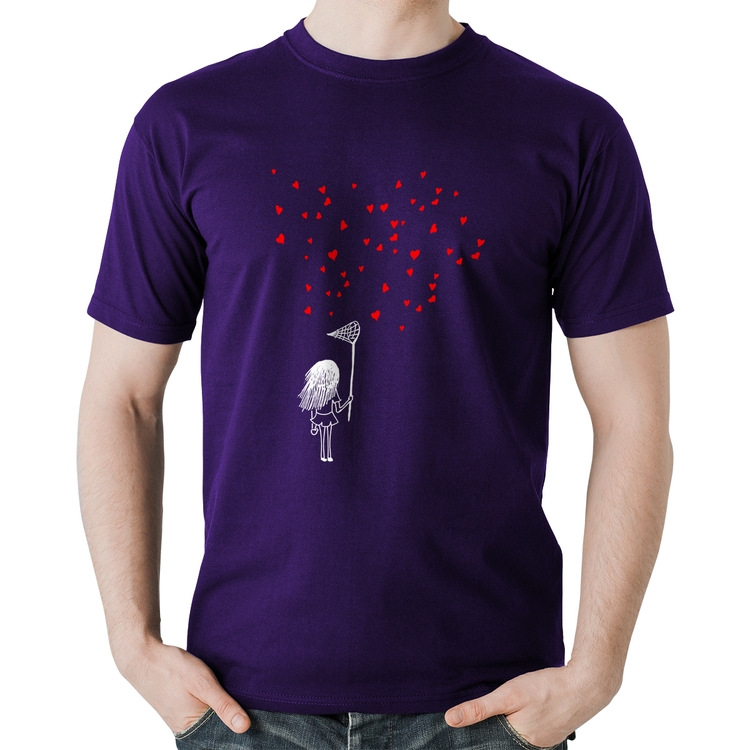 Camiseta Algodão Collect Hearts - Roxa