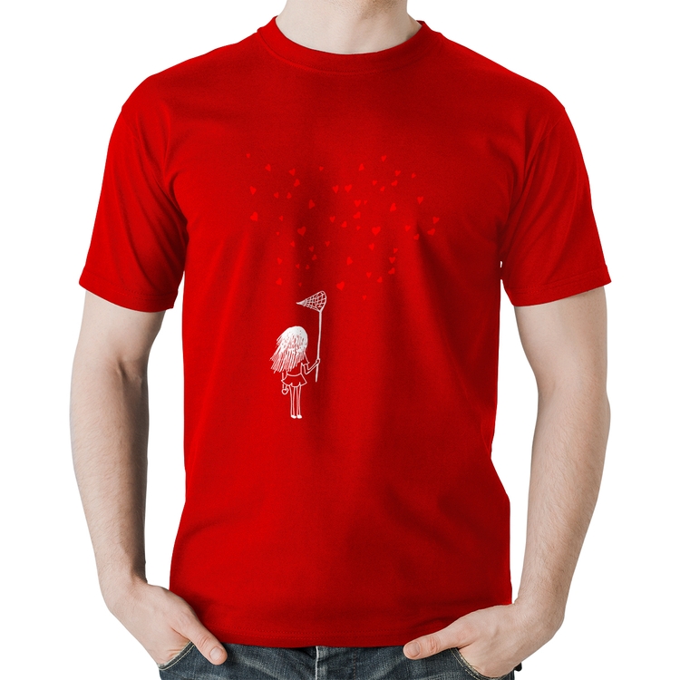 Camiseta Algodão Collect Hearts - Vermelha