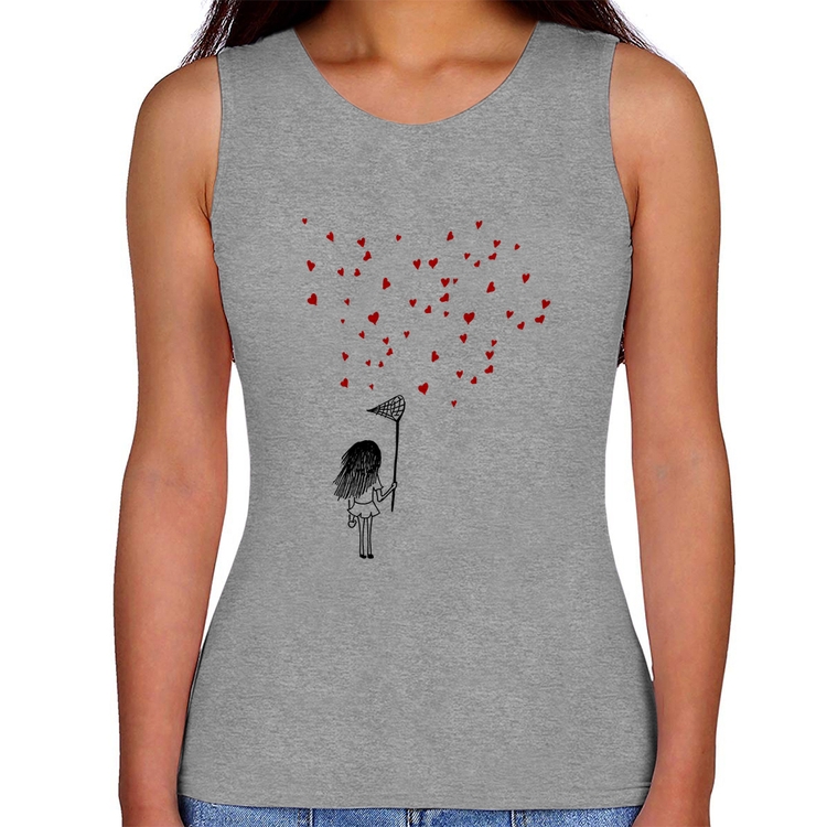 Regata Feminina Collect Hearts - Cinza