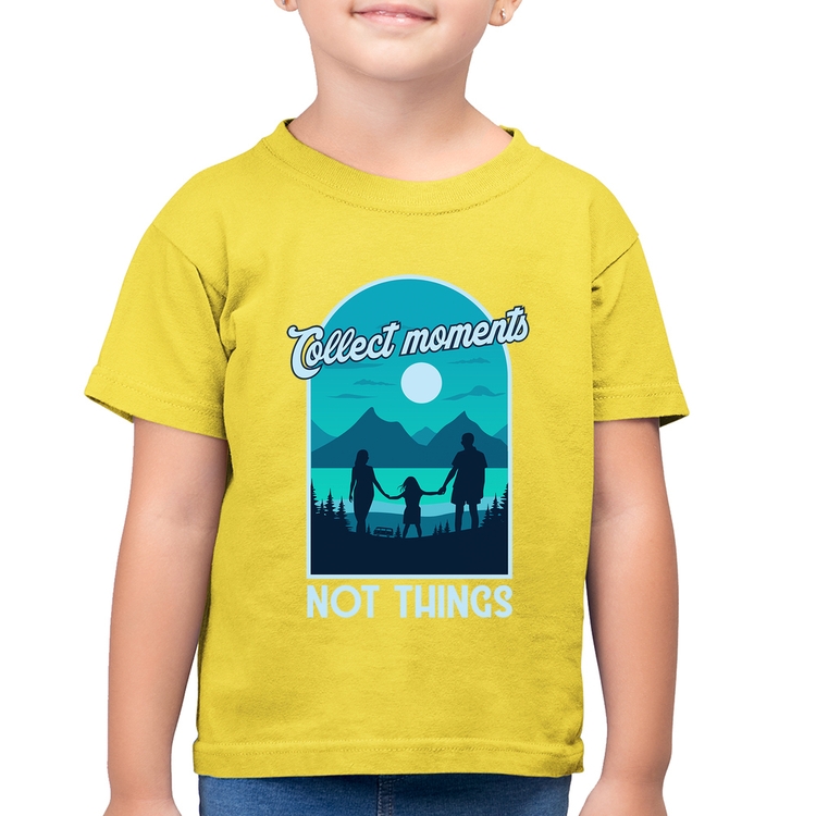 Camiseta Algodão Infantil Collect Moments Not Things - Amarelo Canário