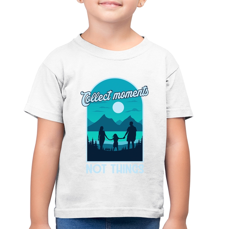 Camiseta Algodão Infantil Collect Moments Not Things - Branca