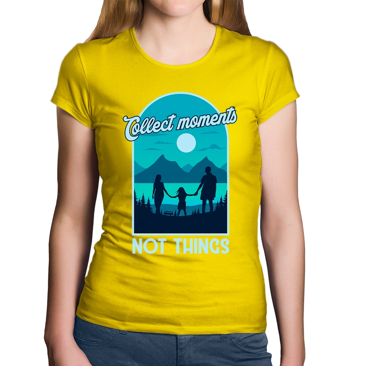 Baby Look Algodão Collect Moments Not Things - Amarela