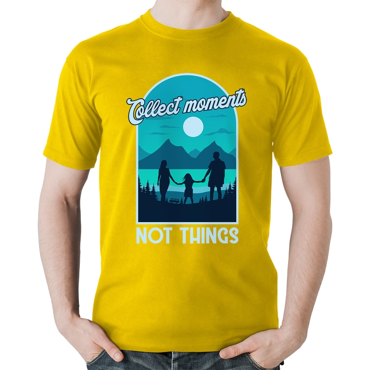 Camiseta Algodão Collect Moments Not Things - Amarela