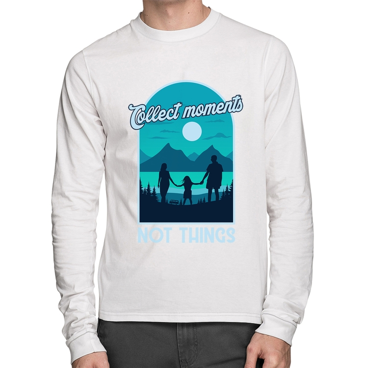 Camiseta Algodão Collect Moments Not Things Manga Longa - Branca