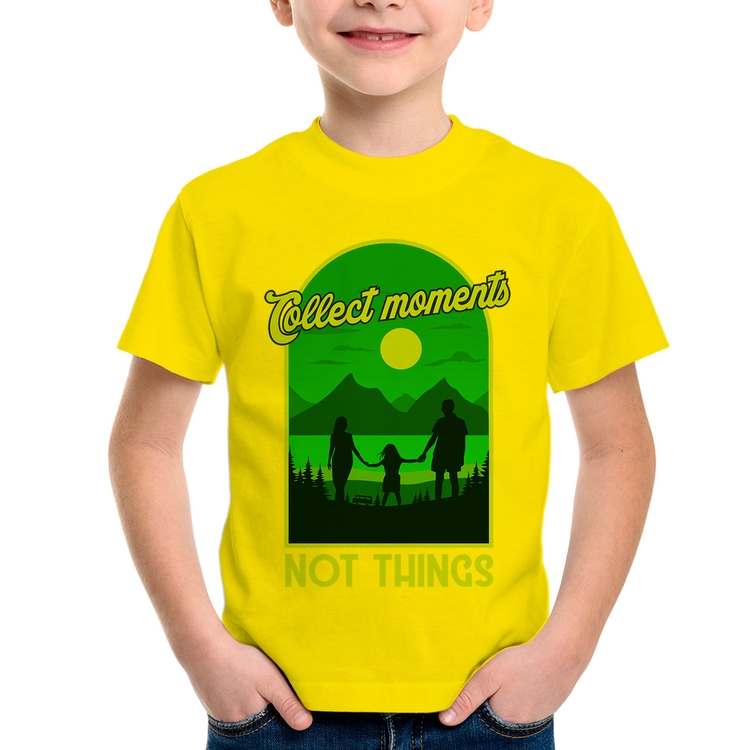 Camiseta Infantil Collect Moments Not Things - Amarela