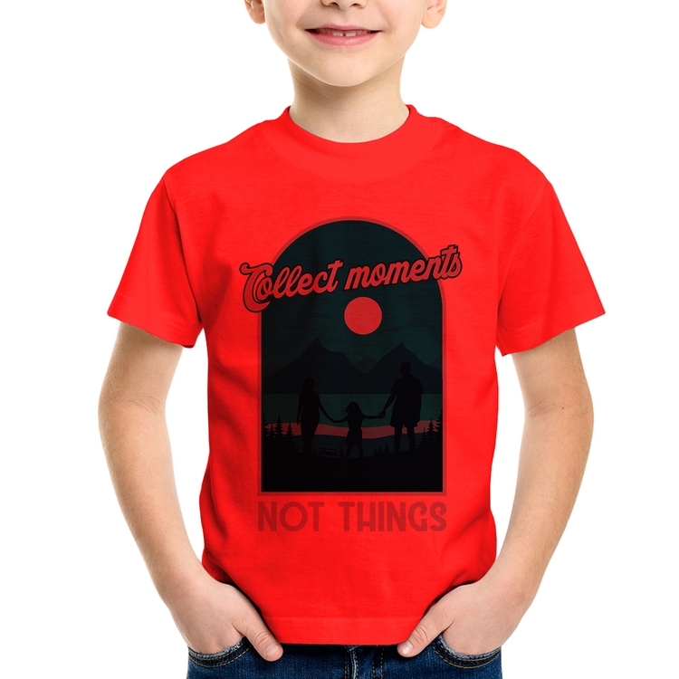 Camiseta Infantil Collect Moments Not Things - Vermelha