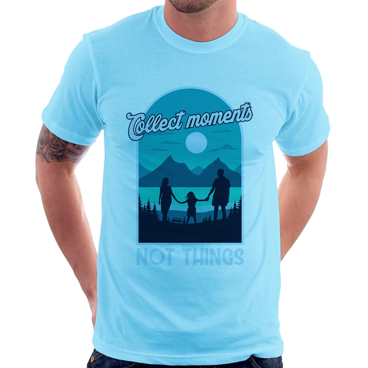Camiseta Collect Moments Not Things - Azul Bebê
