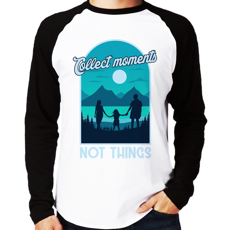 Camiseta Raglan Collect Moments Not Things Manga Longa