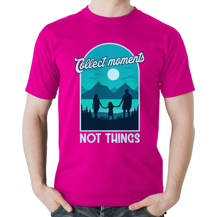 Camiseta Algodão Collect Moments Not Things - Rosa