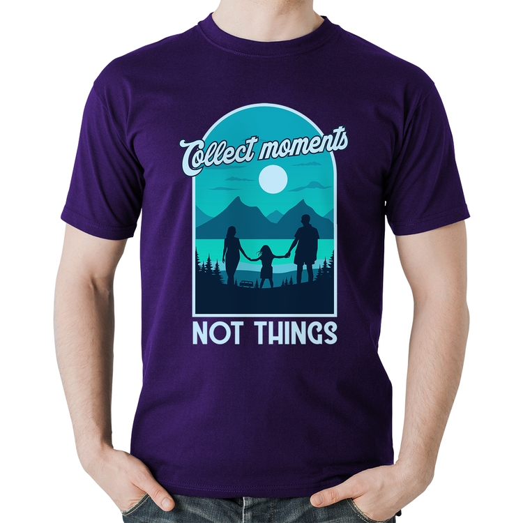 Camiseta Algodão Collect Moments Not Things - Roxa