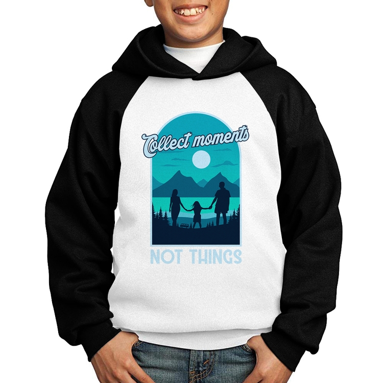 Moletom Infantil Collect Moments Not Things - Branco/Preto