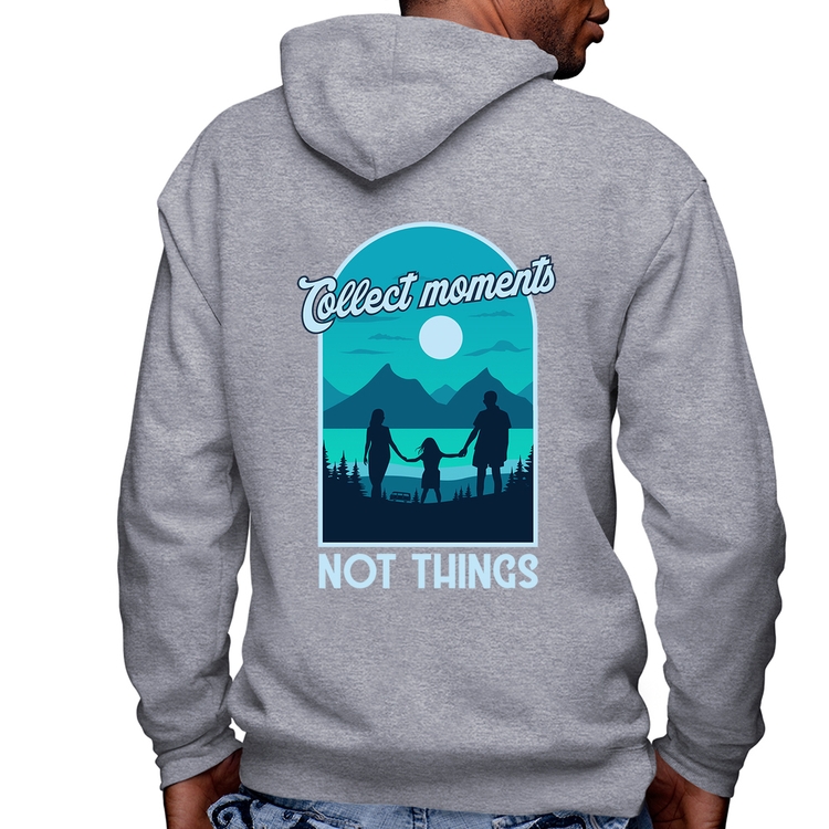 Blusa Moletom Collect Moments Not Things Masculina com Capuz e Zíper - Mescla