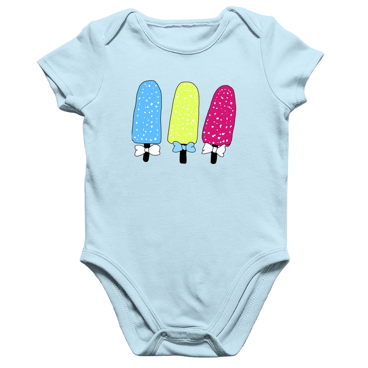 Body Bebê Algodão Colorfull Icecreams - Azul Bebê