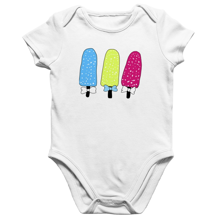 Body Bebê Algodão Colorfull Icecreams - Branco