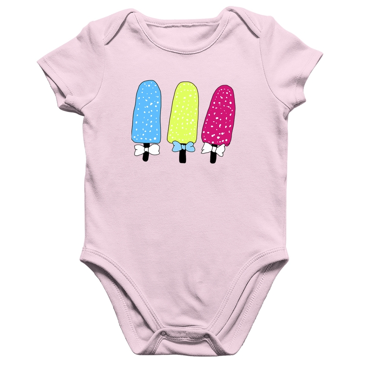 Body Bebê Algodão Colorfull Icecreams - Rosa Bebê