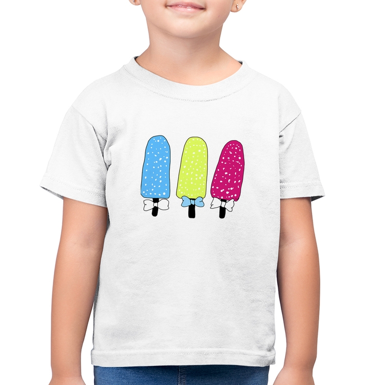 Camiseta Algodão Infantil Colorfull Icecreams - Branca