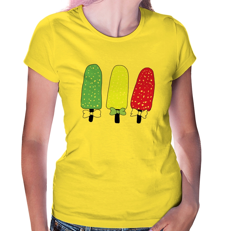 Baby Look Colorfull Icecreams - Amarela